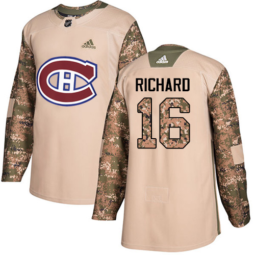 Adidas Canadiens #16 Henri Richard Camo Authentic Veterans Day Stitched NHL Jersey
